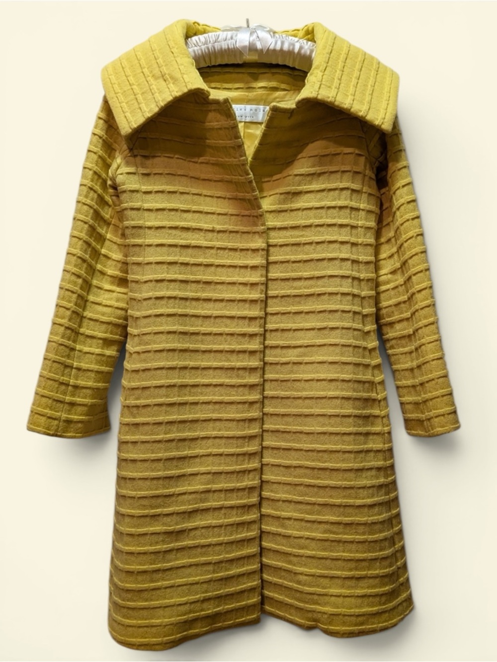 Charles Nolan Citron Yellow Textured Wool Swing Coat | Mod Luxe | Small